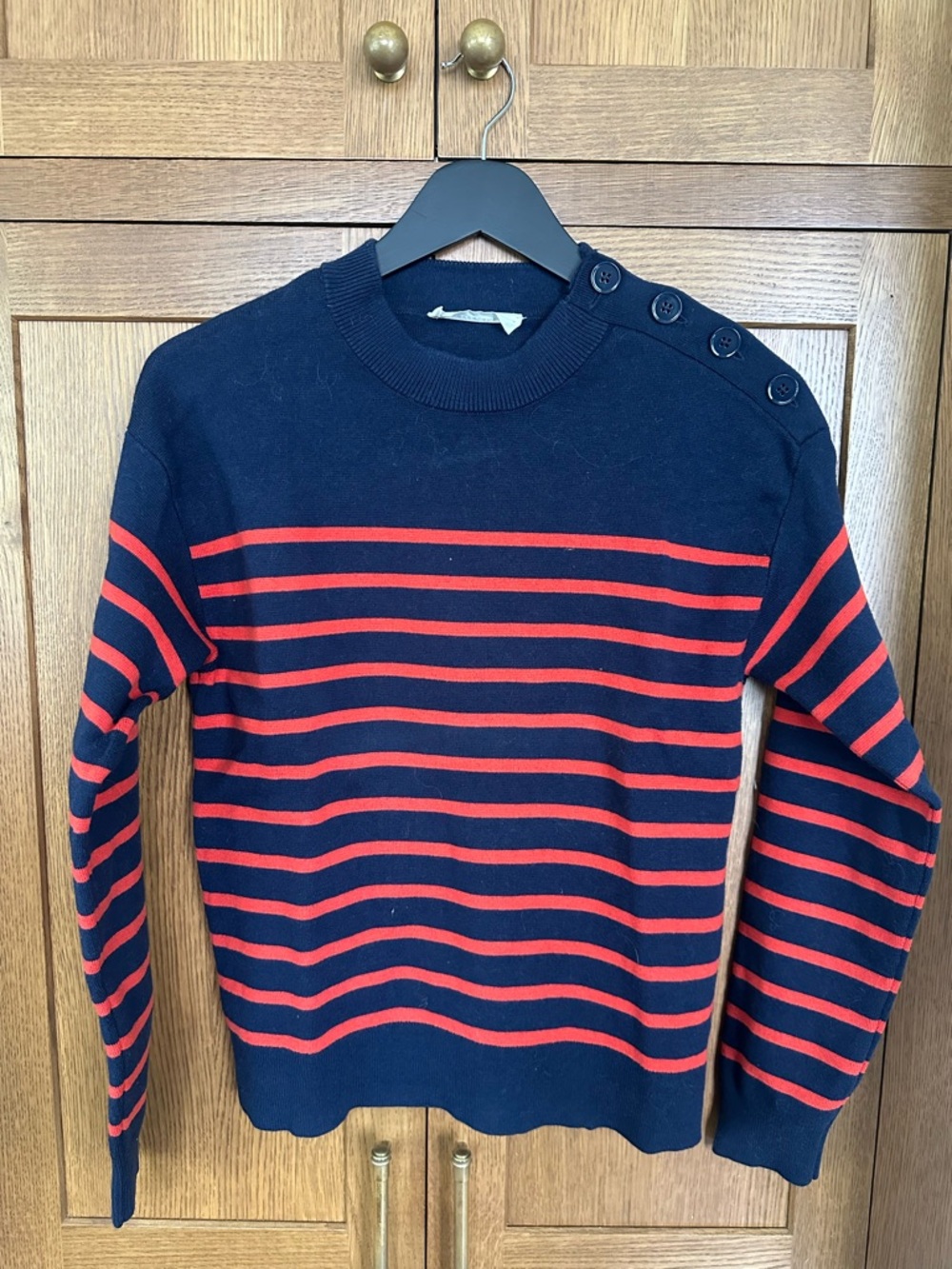 Everlane The Mariner Crew Sweater - Navy / Poppy Red - Small